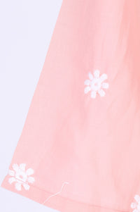 Pink Thread Embroidered Pure Cotton Straight Kurta