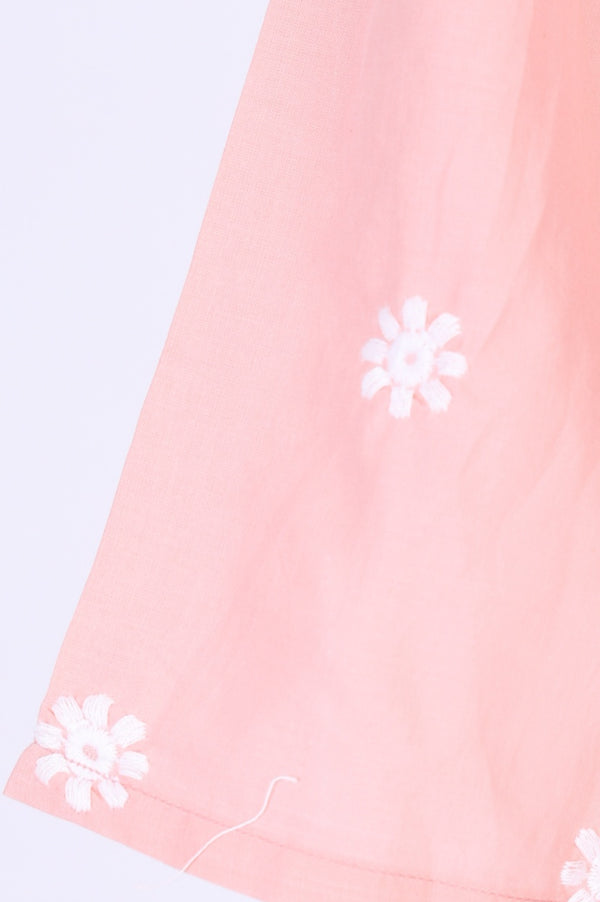 Pink Thread Embroidered Pure Cotton Straight Kurta