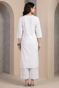 White Chikankari Embroidered Pure Cotton Straight Kurta