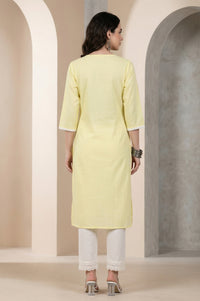 Yellow Chikankari Embroidered Pure Cotton Straight Kurta