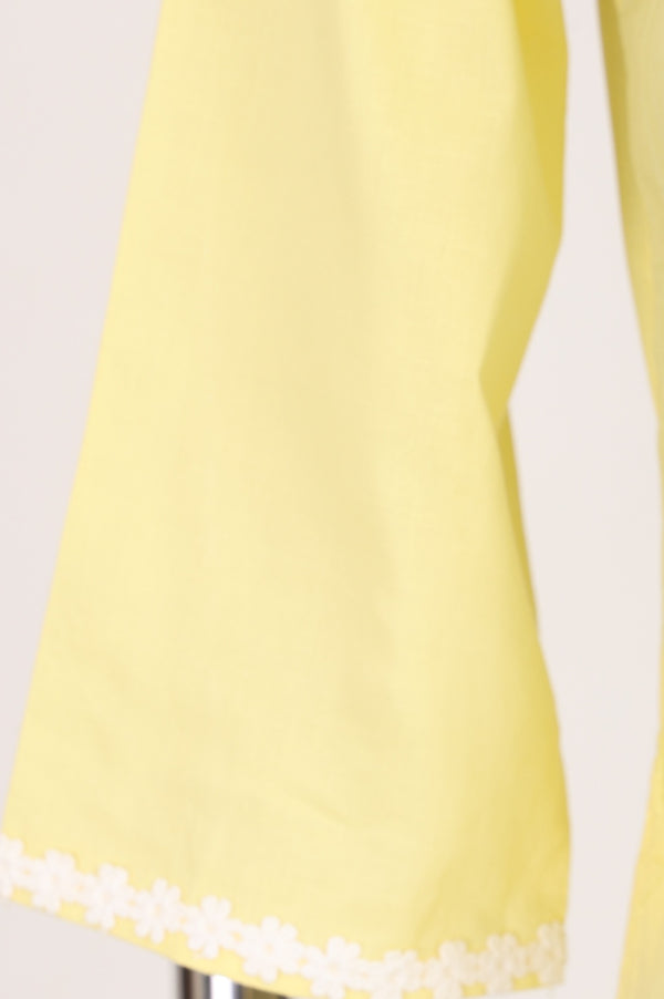 Yellow Chikankari Embroidered Pure Cotton Straight Kurta