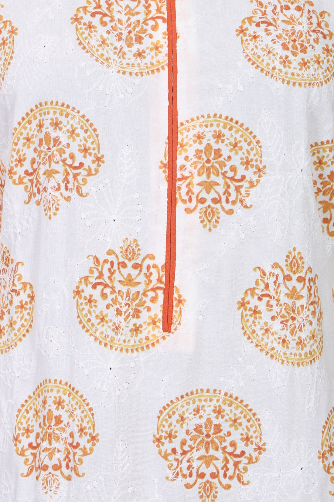White Ethnic Motifs Rayon Straight Kurta