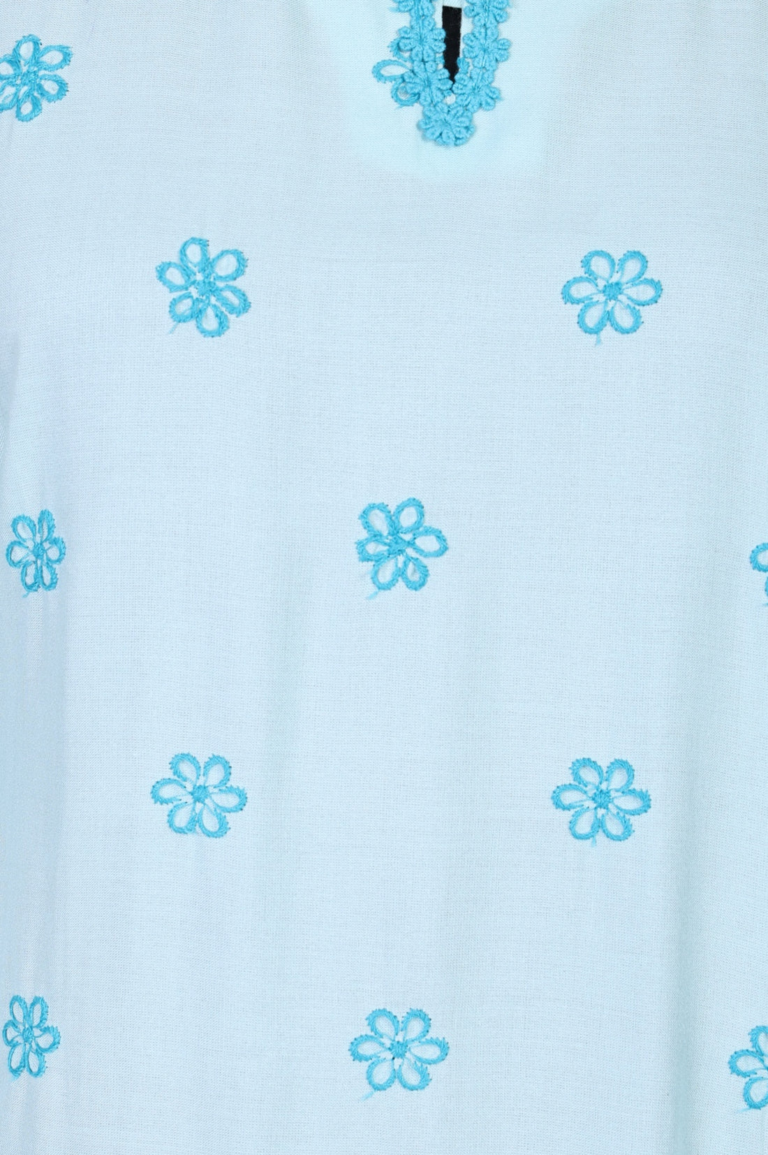 Light Blue Thread Embroidered Rayon Straight Kurta