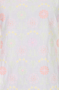 White Thread Embroidered Pure Cotton Straight Kurta