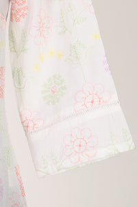 White Thread Embroidered Pure Cotton Straight Kurta