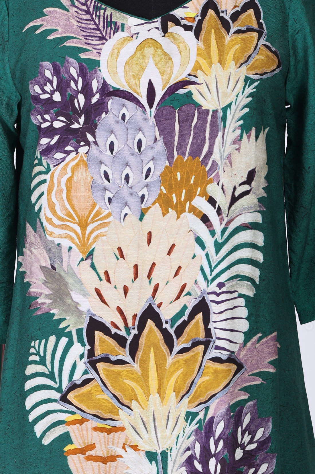 Green Floral Printed Straight Kurta