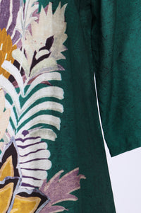 Green Floral Printed Straight Kurta