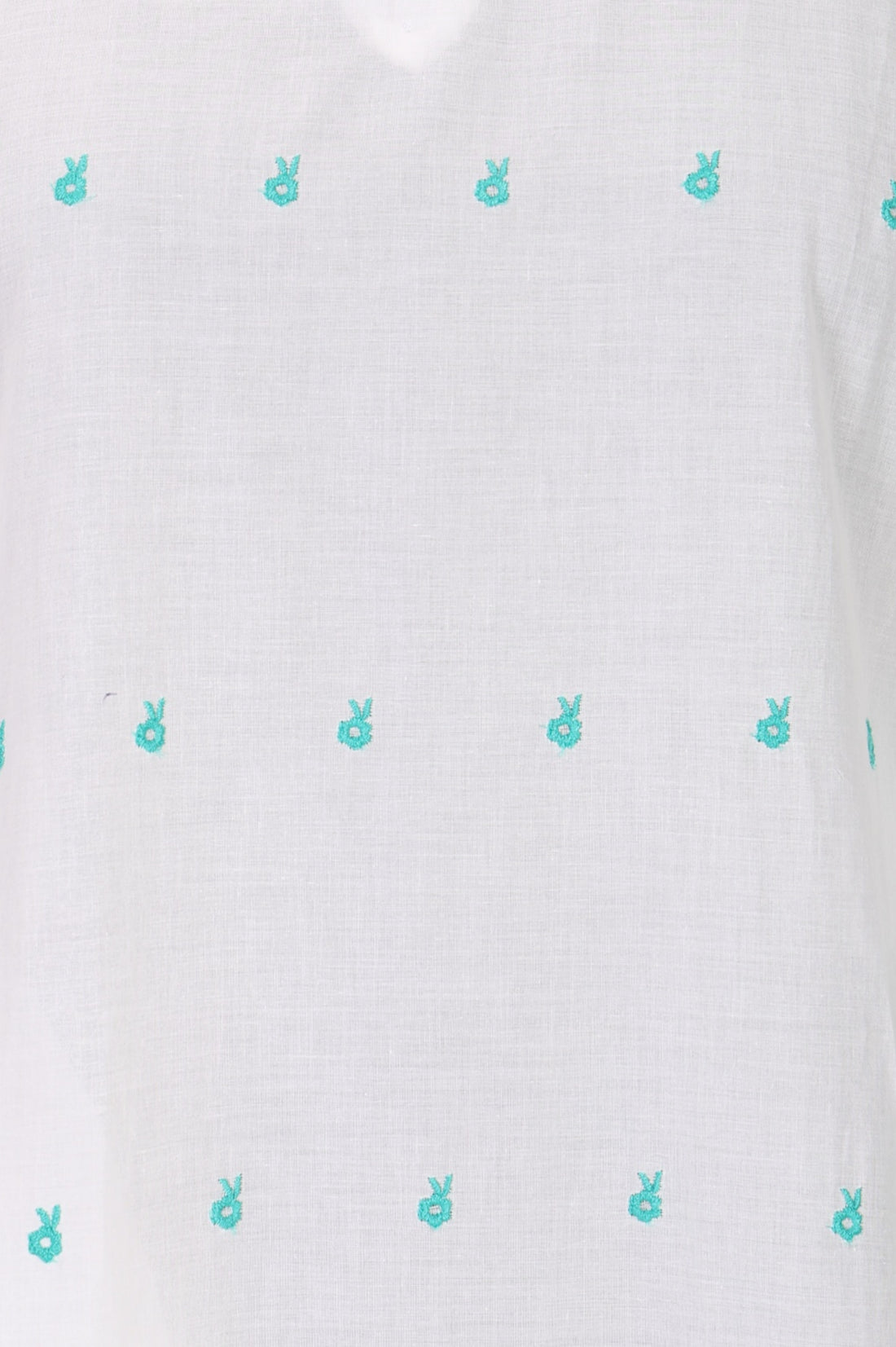 White Embroidered Pure Cotton Straight Kurta