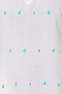 White Embroidered Pure Cotton Straight Kurta