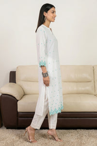 White Embroidered Pure Cotton Straight Kurta