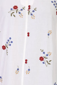 White Thread Embroidered Pure Cotton Straight Kurta
