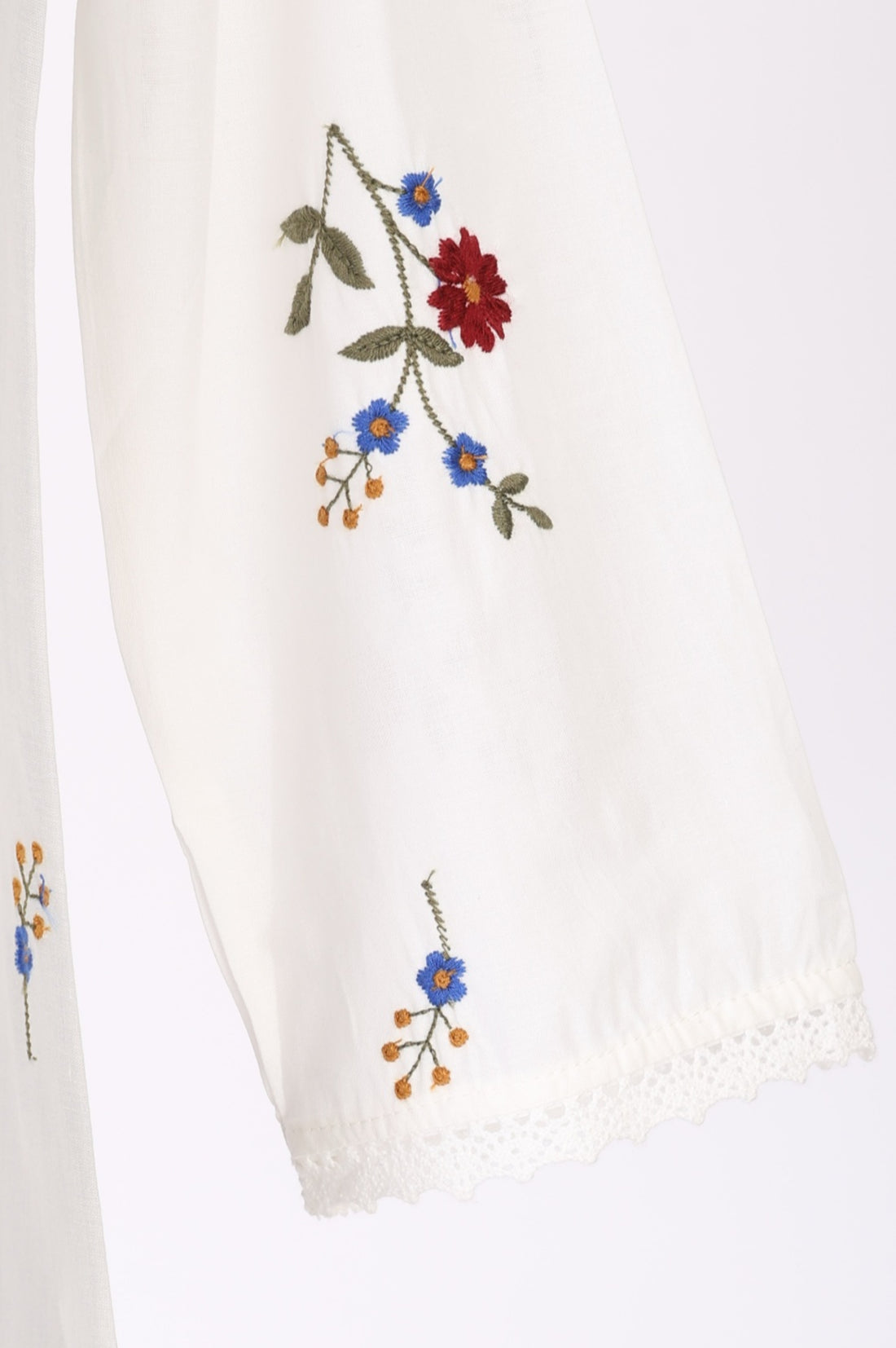 White Thread Embroidered Pure Cotton Straight Kurta