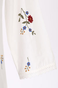White Thread Embroidered Pure Cotton Straight Kurta