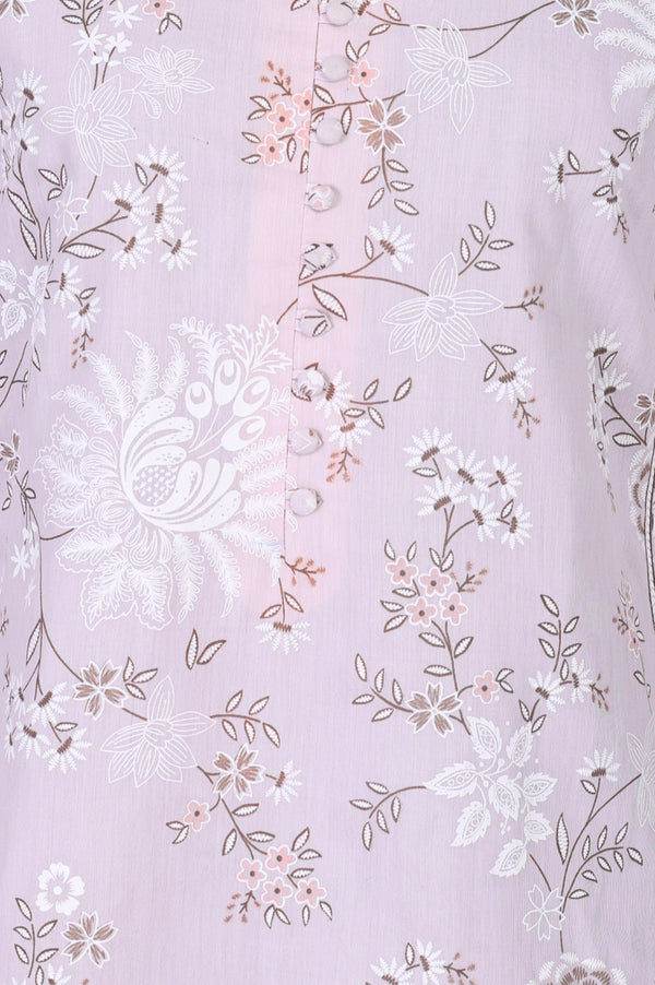 Pink Floral Printed Straight Kurta