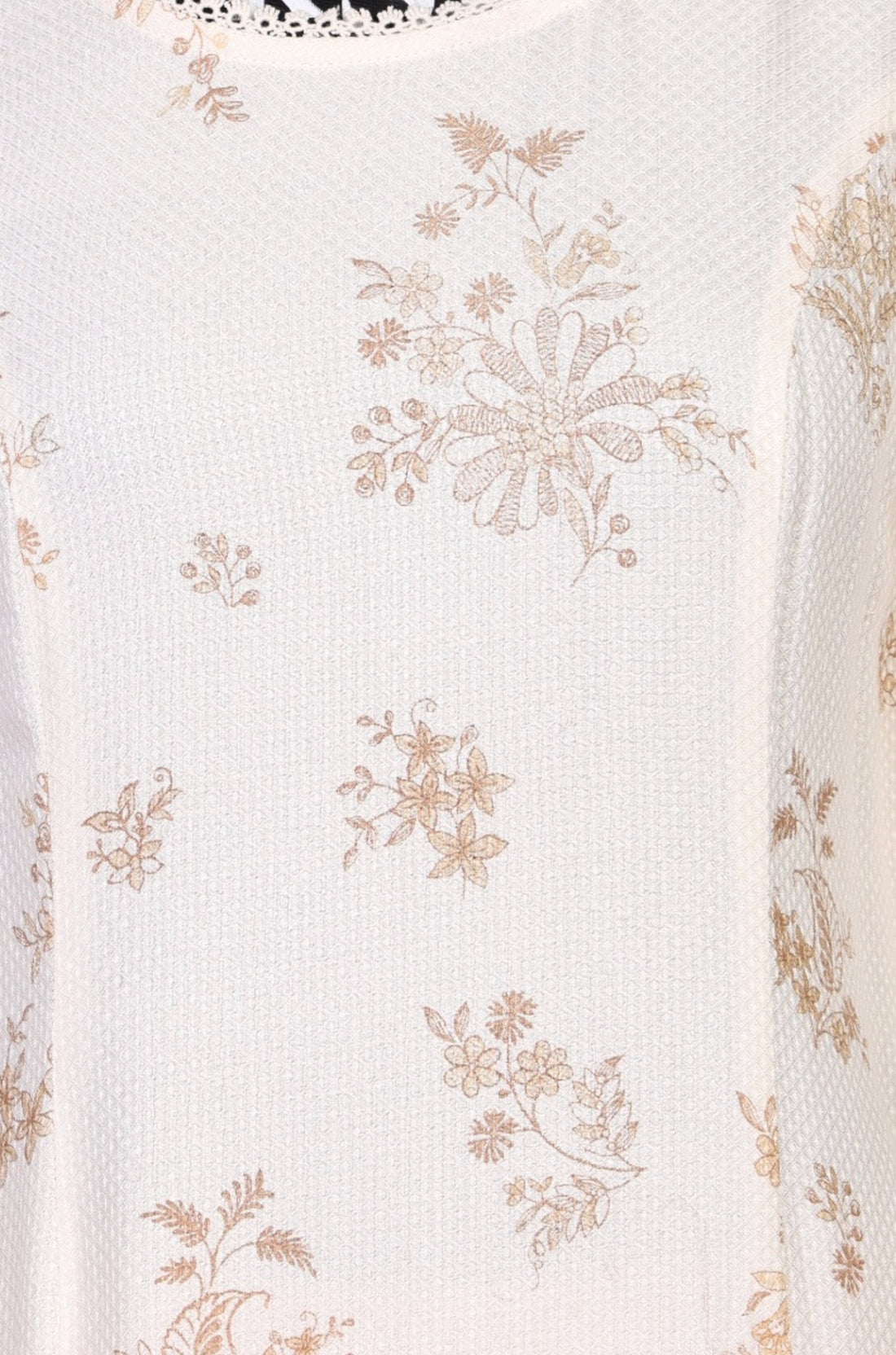 Off White Floral Printed Rayon Straight Kurta with Lace