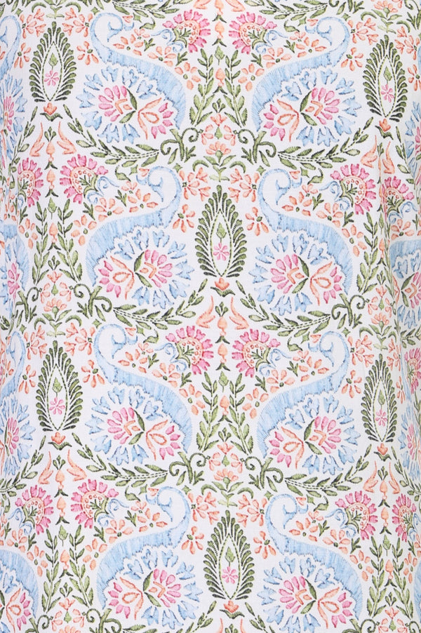 White Floral Printed Rayon Straight Kurta