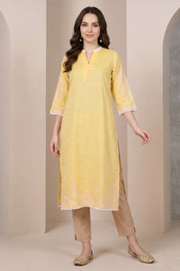 Yellow Ethnic Motif Straight Kurta