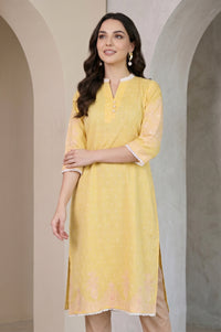 Yellow Ethnic Motif Straight Kurta