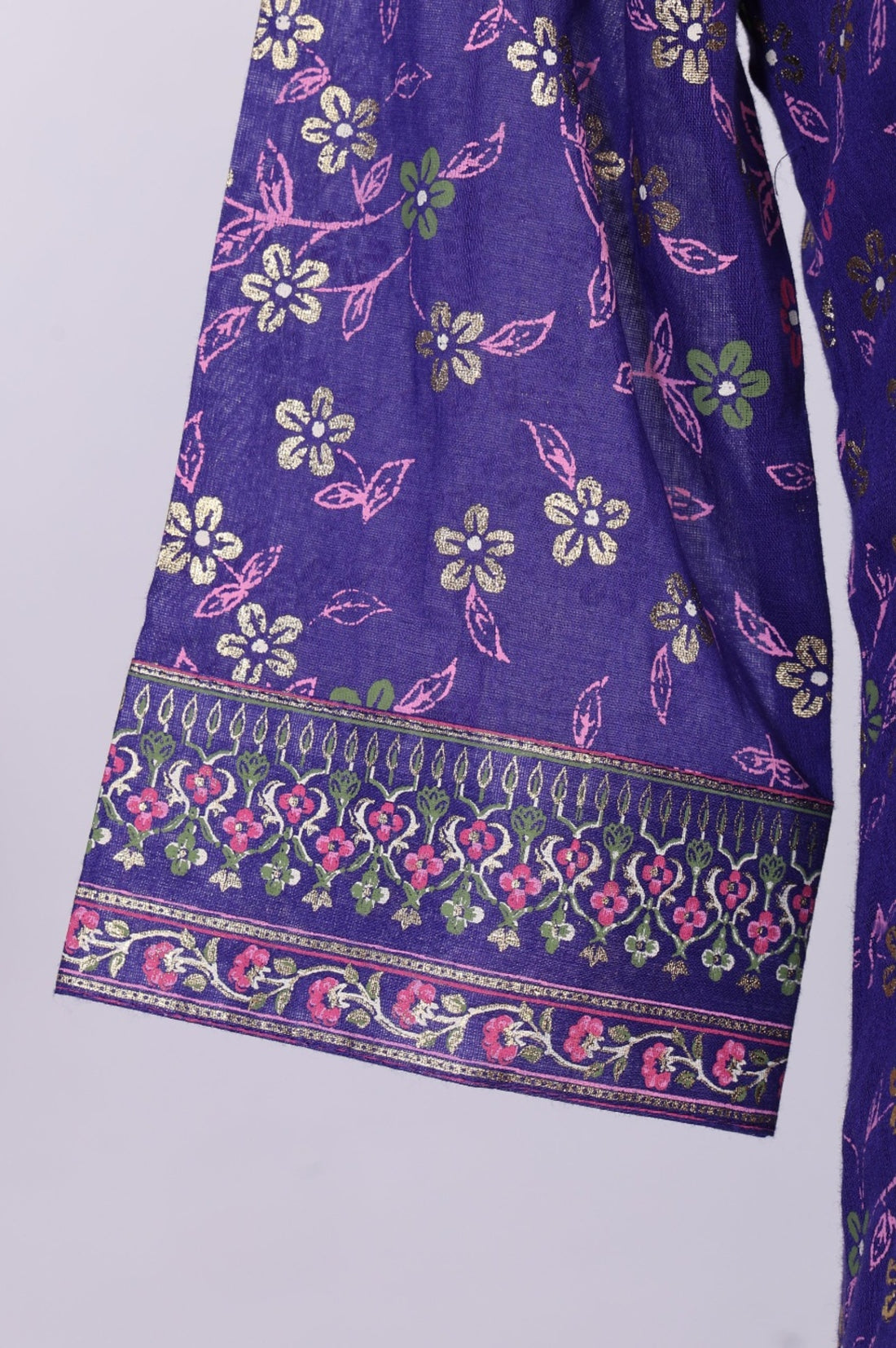 Purple Floral Printed Foil Print A-line Kurta