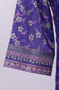 Purple Floral Printed Foil Print A-line Kurta