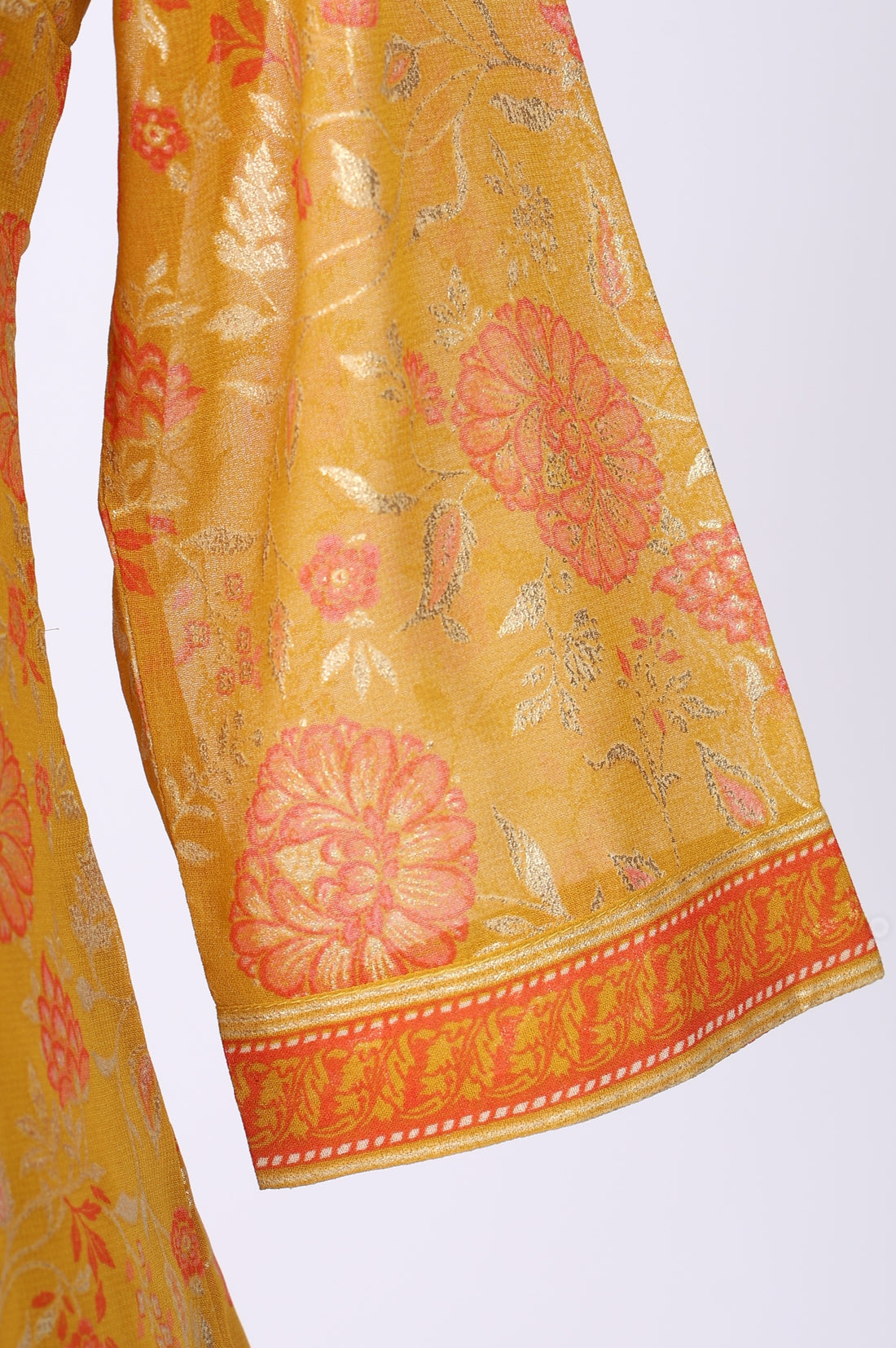 Mustard Floral Printed Georgette Straight Kurta