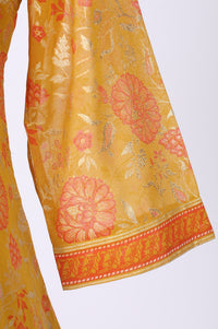 Mustard Floral Printed Georgette Straight Kurta