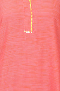 Coral Textured Yarn Dyed Cotton Blend Straight Kurta