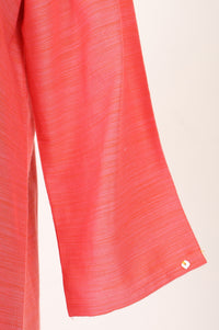 Coral Textured Yarn Dyed Cotton Blend Straight Kurta