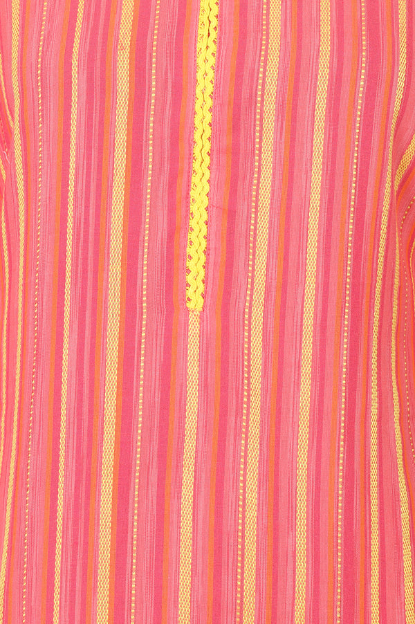 Coral Yarn Dyed Cotton Blend Straight Kurta
