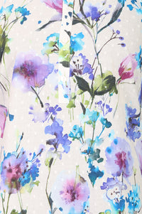 Cream Floral Printed Cotton Blend Straight Kurta