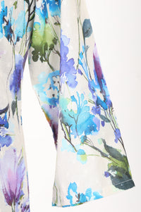 Cream Floral Printed Cotton Blend Straight Kurta