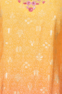 Mustard Ombre Ethnic Motifs Embroidered Straight Kurta
