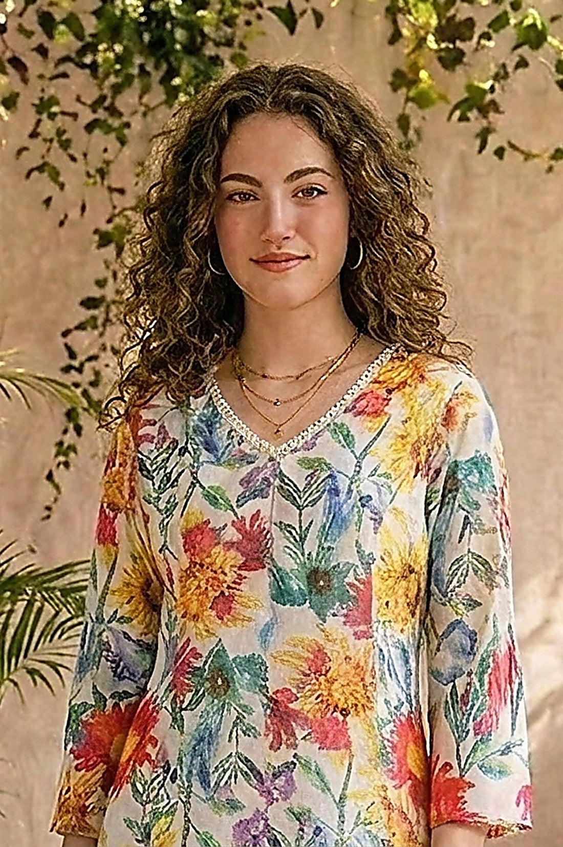 Off White Floral Printed Straight Kurta