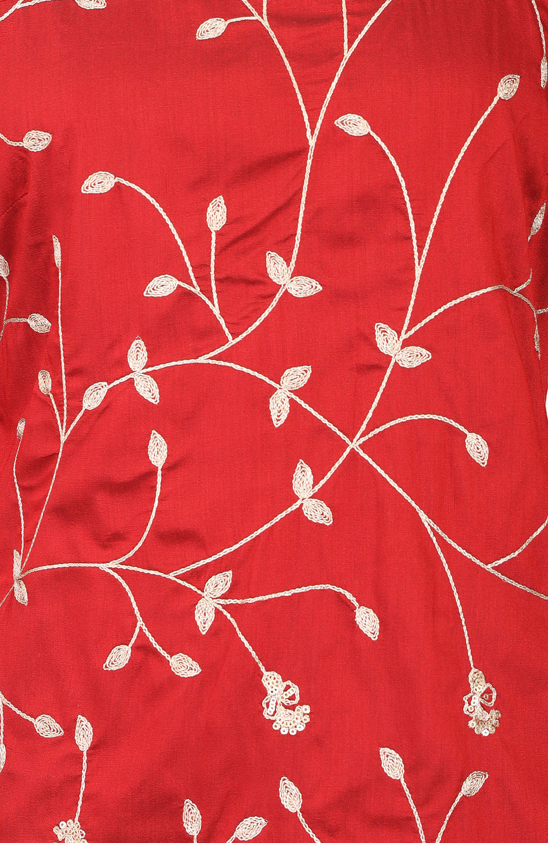 Red Embroidered Straight Kurta