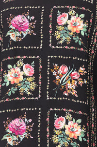 Black Floral Printed Rayon Straight Kurta