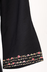 Black Floral Printed Rayon Straight Kurta
