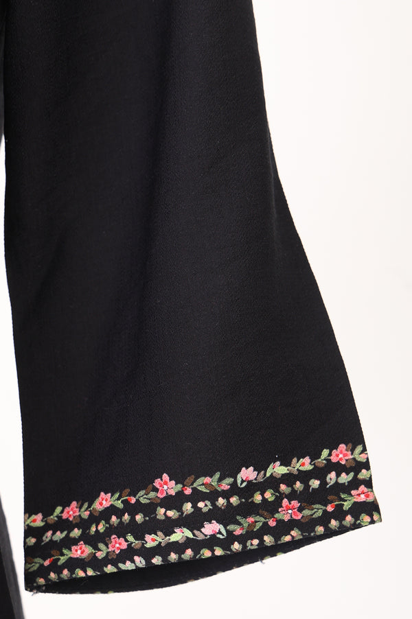 Black Floral Printed Rayon Straight Kurta