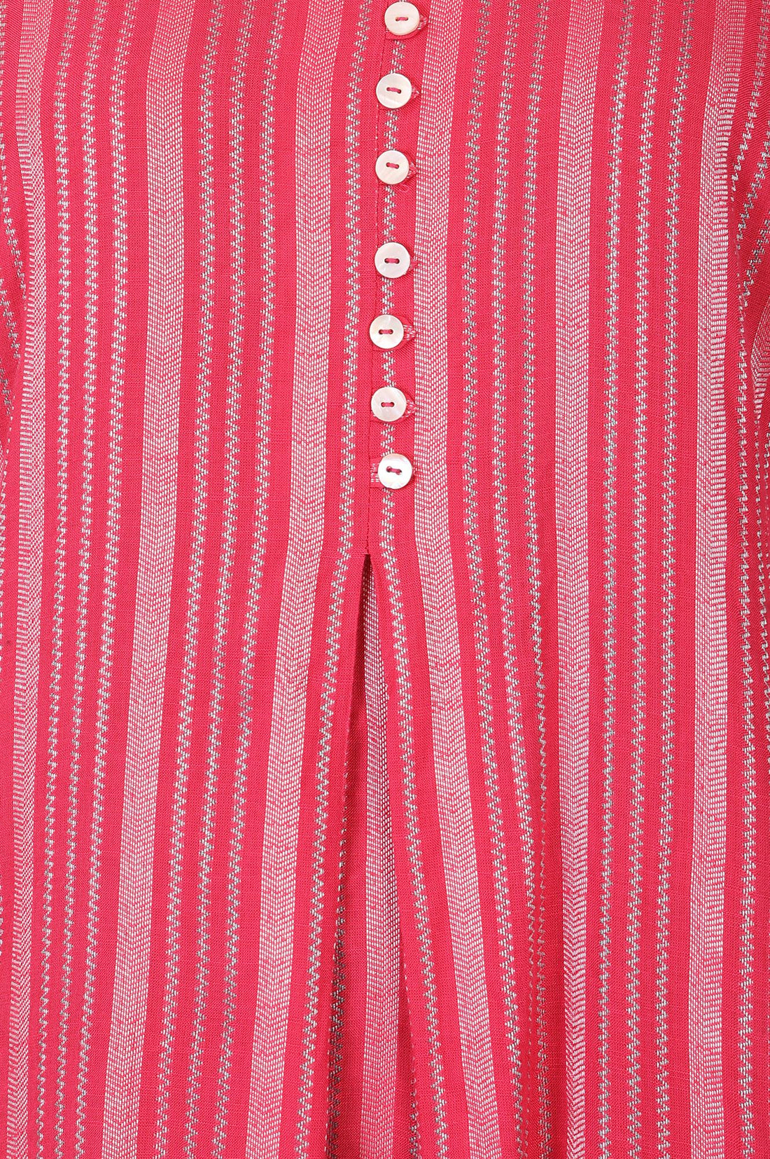 Pink Striped Yarn Dyed Dobby Straight Kurta
