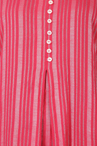 Pink Striped Yarn Dyed Dobby Straight Kurta