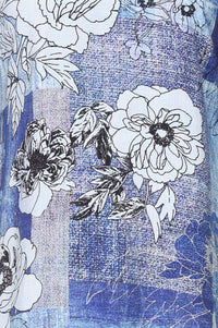 Blue Floral Printed Rayon Straight Kurta