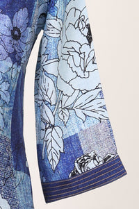 Blue Floral Printed Rayon Straight Kurta