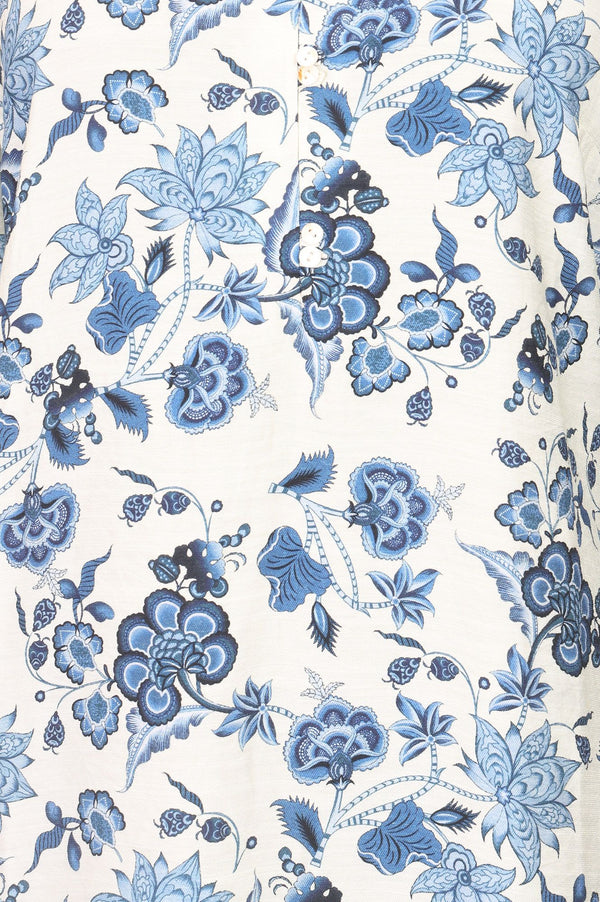 Off White Floral Printed Rayon Straight Kurta