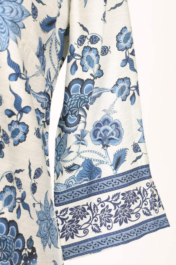 Off White Floral Printed Rayon Straight Kurta