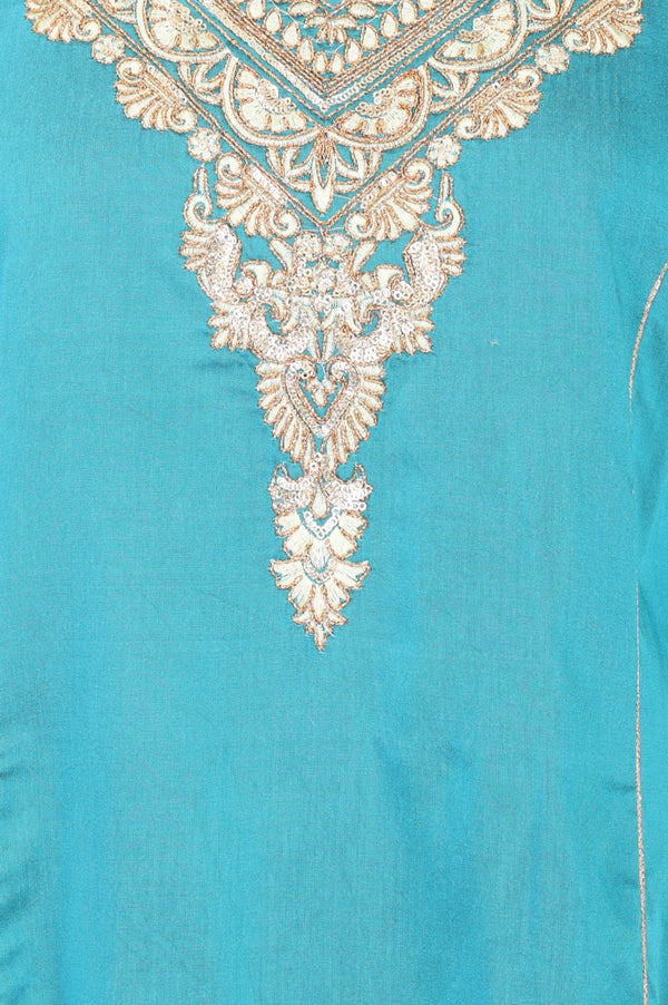 Aurelia Women's Blue Zari Embroidered A-line Kurta