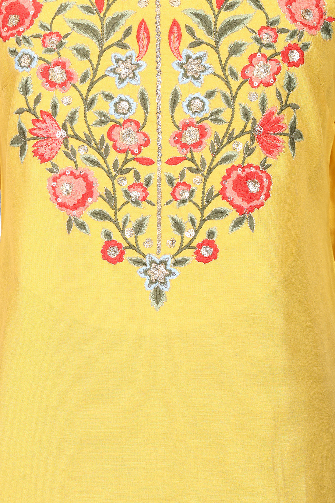 Yellow Embroidered Straight Kurta
