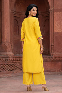 Yellow Embroidered Straight Kurta