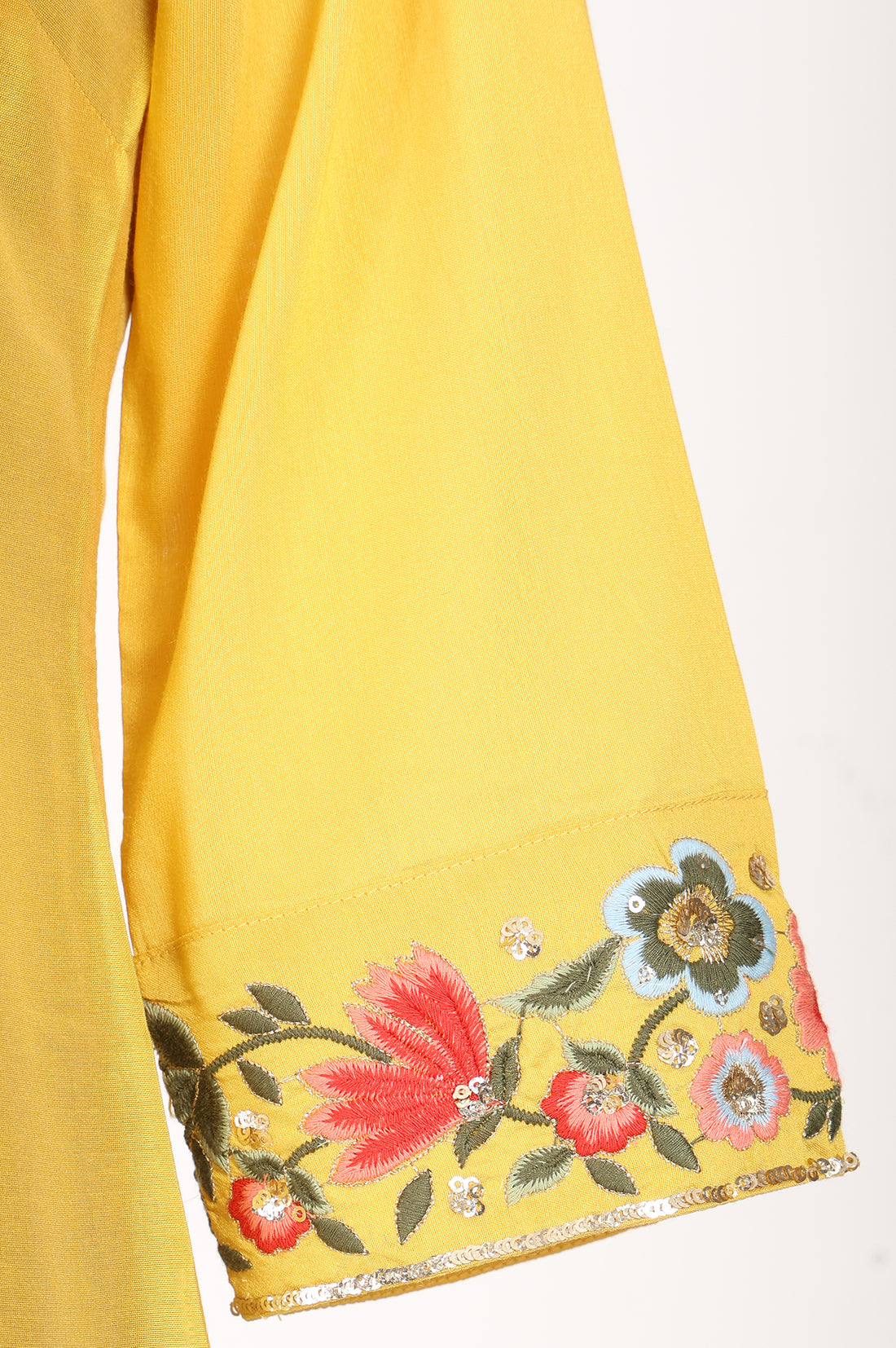 Yellow Embroidered Straight Kurta