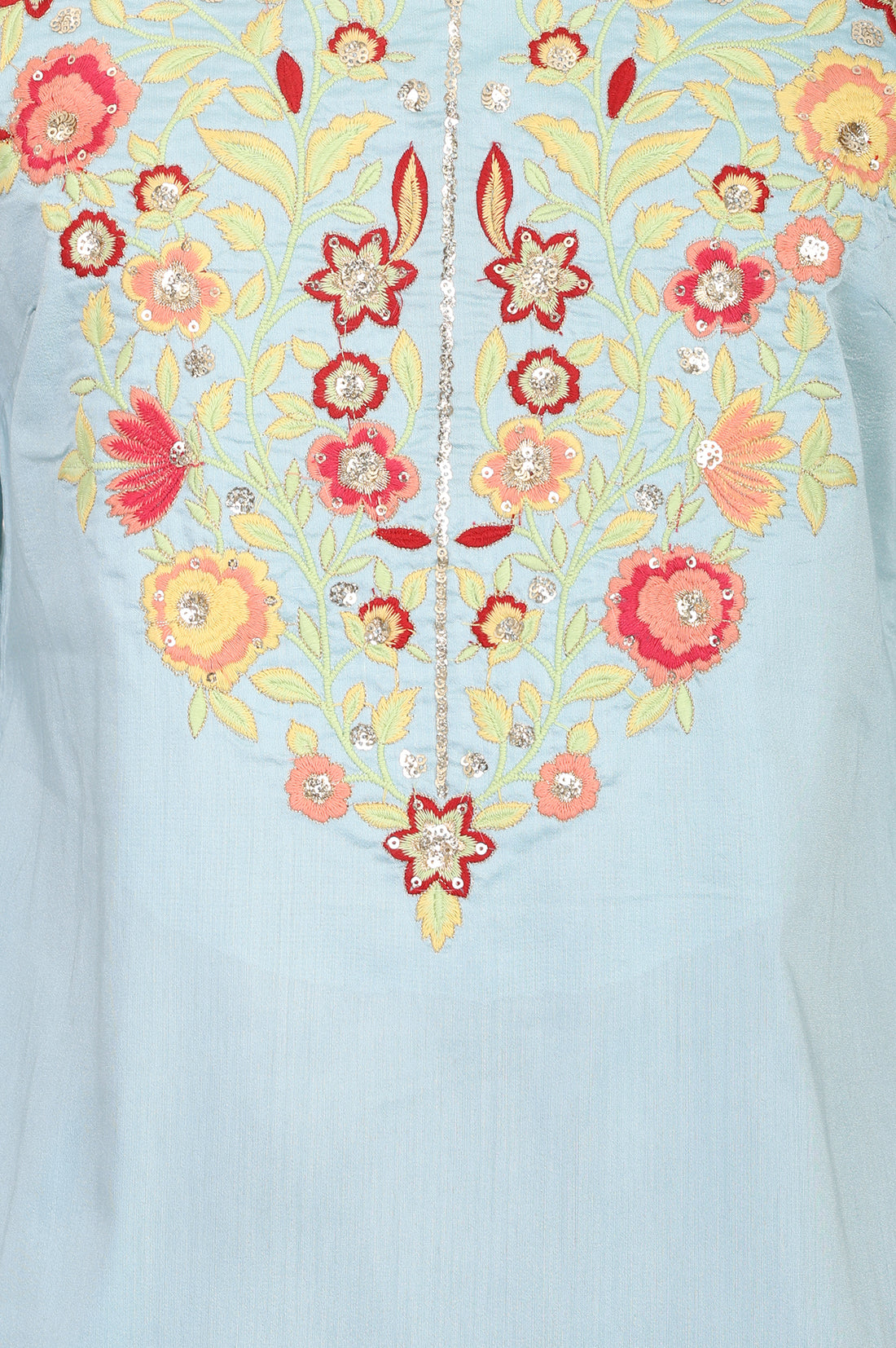Blue Embroidered Straight Kurta
