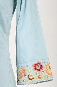 Blue Embroidered Straight Kurta