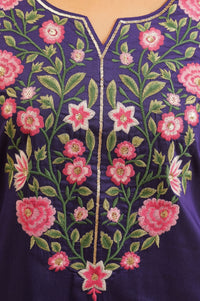 Purple Thread Embroidered Straight Kurta